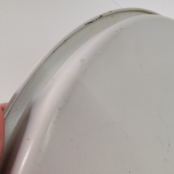 Vintage Round Tray Metal 11" White with Gold Cherries Painted - Fun Retro Decor - Picture 8 of 9